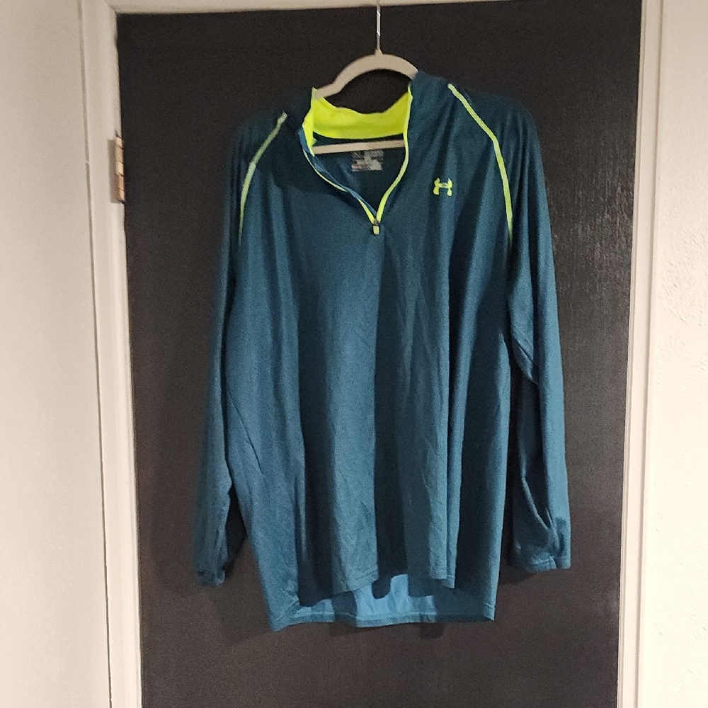 Under Armour Men's Teal and Neon Yellow Performance 1/4 Zip